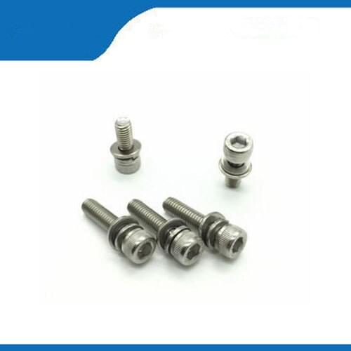 Freed shipping 10pcs M3*12mm 304 Stainless Steel Knurled Thumb Head Inner Hex Hexagon Socket combination Washer Assembly Screw