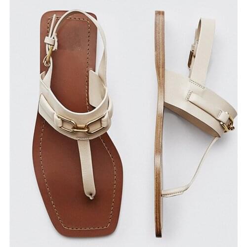 Jenny&Dave Sandals Women Indie Folk Vintage Genuine Leather England Fashion Gold Buckle Summer Roma Sandals Women Shoes