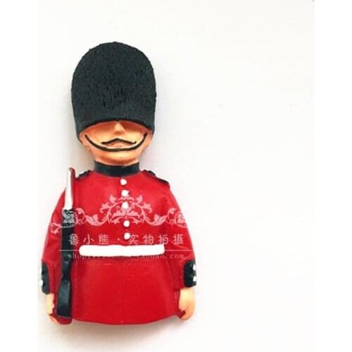 British London Soldier Red Black Souvenir City Home Decor Fridge Magnets United Kingdom Resin Gift Refrigerator Sticker For Kids