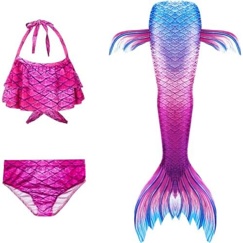 Girls Mermaid Swimming Suit 3pcs Mermaid Tails Swimmable Swimsuit Mermaid Costume Clothes Swimwear Bikini Sets