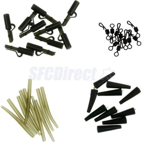 40pcs Carp Fishing Tackle Set Lead Clips Quick Change Swivels Rigs Anti Tube Sleeves