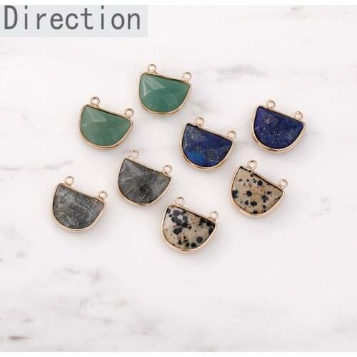 Double hanging half moon natural crystal pendant DIY Necklace Pendant Earrings accessories retro earrings materials