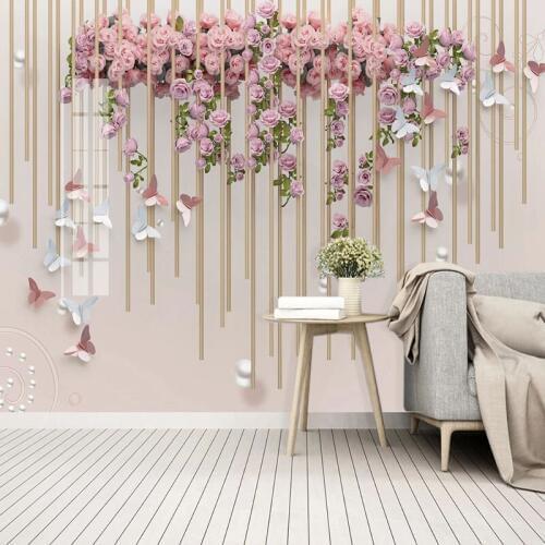 Photo Wallpaper 3D Embossed Flower Butterfly Floral Murals Living Room Bedroom Home Decor Romantic Background Wall Decor Fresco