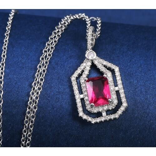 Huitan Gorgeous Women Pendent Necklaces Wedding Evening Party Bright CZ Stylish Female Daily Wearable Accessories Trendy Jewelry