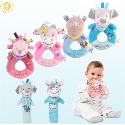 Newborn Baby Toys 0-12 Months Baby Plush Rattle Mobile Ring Bell Toy Cartoon Animal Infant Toddler Early Educational speelgoed