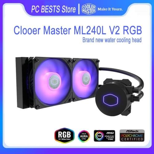 Cooler Master ML240L V2 RGB CPU Liquid Cooler with SickleFlow 120mm RGB fan For Intel LGA2066 115X AMD AM4 CPU Water Cooling
