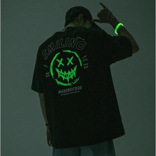 Summer Menswear 2021 New Fashion Brand Luminous Printed Short-Sleeved T-shirt Men and Women Couple T-shirt