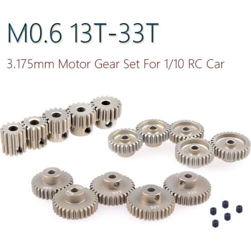 Metal M0.6 Pinion Motor Gear 3.175mm 13T 14T 15T 16T 17T 18T 19T 20T 21T 22T 23T 24T 25-33T Motor Gear Combo Set for RC 1/10 Car