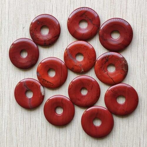 Fashion good quality natural rainbow stone pink circle donut charms Beads 30mm for jewelry making 12pcs/lot wholesale free