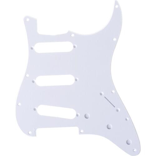 Musiclily Pro 11-Hole 60s 64 Vintage Style Strat SSS Pickguard for American Stratocaster Guitar, 1Ply White