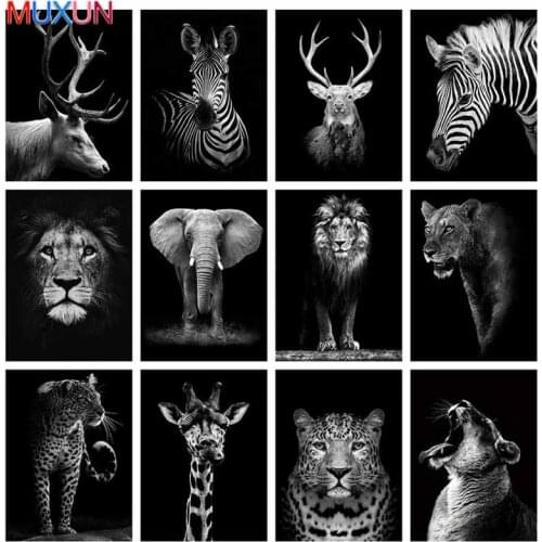 Full Square Drill 5D Diy Black White Diamond Painting Cross Stitch Animal Diamond Embroidery Sale Mosaic Crafts Kit Decor Bh114
