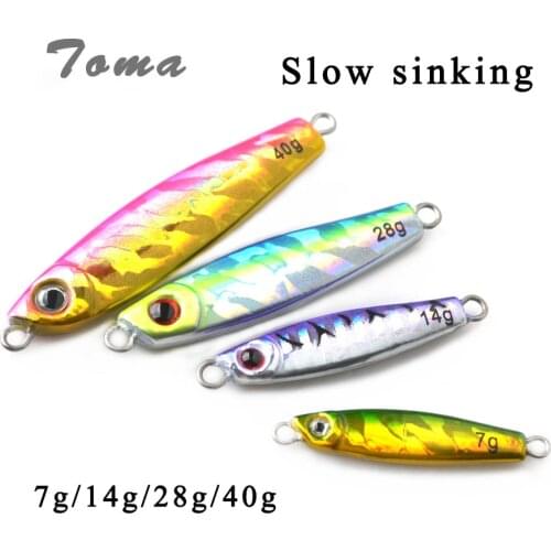 TOMA 4PCS/lot Metal Jigging Fishing Lure Set 7g 14g 28g 40g Mini Jig Hard Bait Slowly Sinking Spoon Lure Fishing Tackle