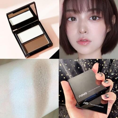 Novo two color cosmetic plate high gloss powder shadow powder nose shadow profile waterproof thin face high gloss student girl