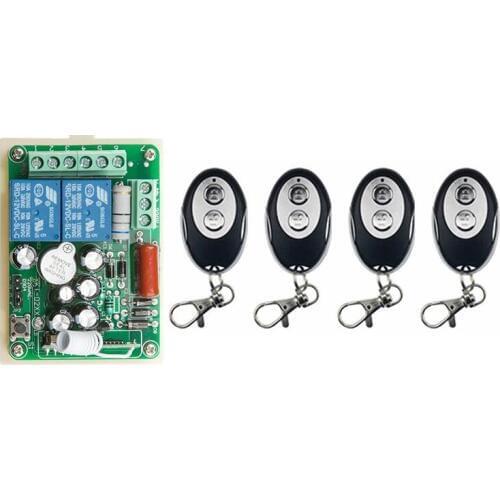 New AC220V 2CH Wireless Remote Control Switch System 1*Receiver + 4 *ellipse shape Transmitters for Appliances Gate Garage Door