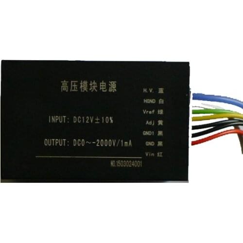 Negative High Voltage Power Module Lead Type DC12V Input 0~-2KV Negative 2000 Continuously Adjustable Output 1mA
