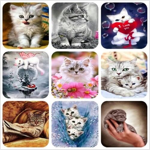 Full Square&Round Diamond Painting Cute Cat Diamond Embroidery Mosaic Cross Stitch Home Decorations Animal Hanging Painting