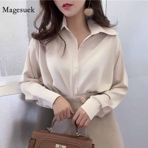 Casual Korean 2021 Autumn Long Sleeve Clothing Women Tops OL Style Loose Blouse Shirts Turn-down Collar Blouses Feminine 8435