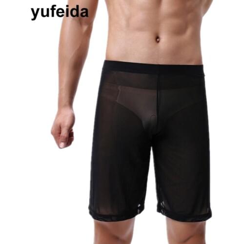 See Through Boxer Shorts Middle Pants Trunks Breathable Underpants Slim Fitness Casual Shorts Low Rise Mens Underwear Boxers
