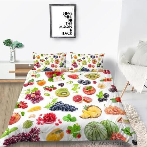 Variety Of Fruits Bed Set Single Creative High End Quilt Cover Twin Full Double King Queen Colorful Bedding Set For Children