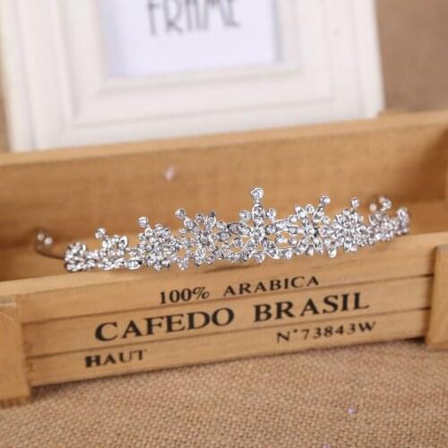 Silver Color Wedding Hair Crowns For Bride Crystal Rhinestones Pearls Women Tiaras Bridal Headpiece Hair Jewelry Accessories