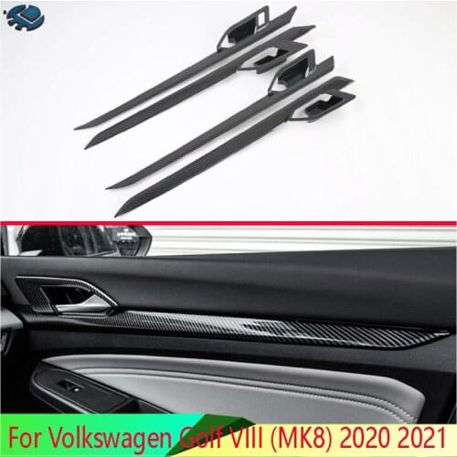 For Volkswagen Golf VIII (MK8) 2020 2021 Carbon Fiber Style Car Inside Door Garnish Body Trim Accent Molding Cover Bezel Styling