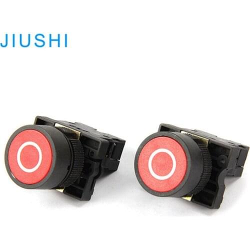 XB2-EA4322 Flat head 22mm red stop push button momentary switch with ring mark 1NC