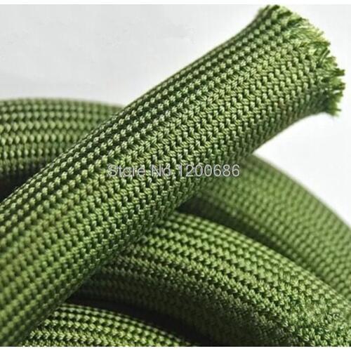 5M soft cotton Nylon Sleeve 4/6/8/10/12/14/16/18mm Wire Cable Protecting Nylon Braided High Density wire protection army green