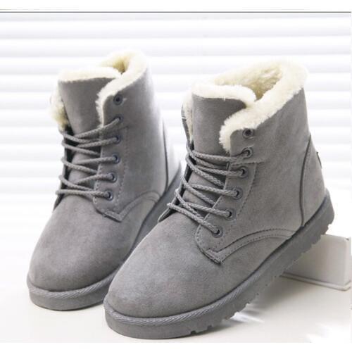 Lace-up ladies shoes women ankle boots heels solid warm plush ankle boots female 2021 winter snow boots women shoes botas mujer