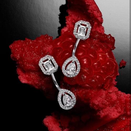 Uilz Retro Creative Vintage Water Drop & Square AAA Cubic Zircon Stud Earrings Women Wild Fashion Women Jewelry UE2029