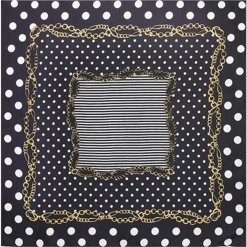 POBING 100% Silk Women Scarf Dot Printed Neckerchief Lady Shawls Wraps High Quality Bandana Office Female Foulard Square Scarves