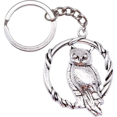 1 Piece Jewelry Car Key Chain Party Gift Keychains 46x37mm Owl Charms Key Rings