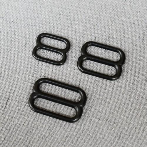 10 Pcs 15mm 20mm 25mm Black Bag Straps Belt Buckles Metal Slider Tri Glide Adjuster For Webbing Leather Garment Sewing DIY