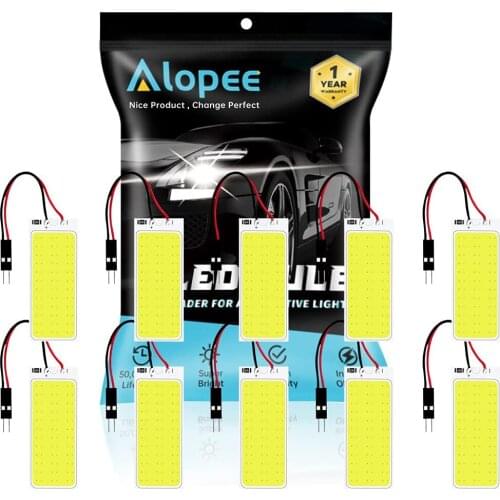 10-Pack White COB Car Interior 36-SMD LED Bulb Panel Dome Lamp Map Roof Ceiling Light 12V DC with 10 X T10, Festoon Adapter