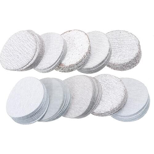 100pcs Mixed Grits Sanding Discs 50mm/2''Hook And Loop Sandpaper Sheet Aluminium Oxide Grit 60-1000Grits For Metal Wood Sanding