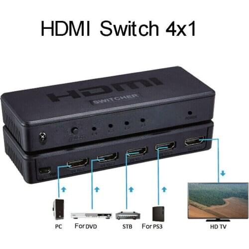 1080P 4x1 HDMI Switch 4 IN 1 OUT Video Converter 1x4 HDMI Splitter for DVD PS3 PS4 Computer Laptop PC To TV Monitor Projector