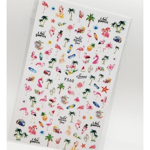 2pcs Nail Sticker 3D Flamingo Coconut Fruit Nail Art Decorations Stickers for Nails Foil Decoraciones Manicure Accessories Tips