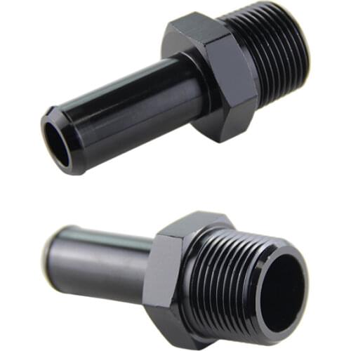 2PCS ALUMINUM 3/4" NPT MALE STRAIGHT TO 3/4" HOSE BARB NIPPLE AN12 FITTING BLACK