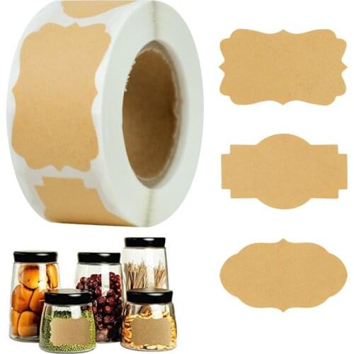 300pcs Blank Kraft Paper Stickers Glass Bottle Office Classification DIY Gift Tags Handmade Baking Label Package Seals Sticker