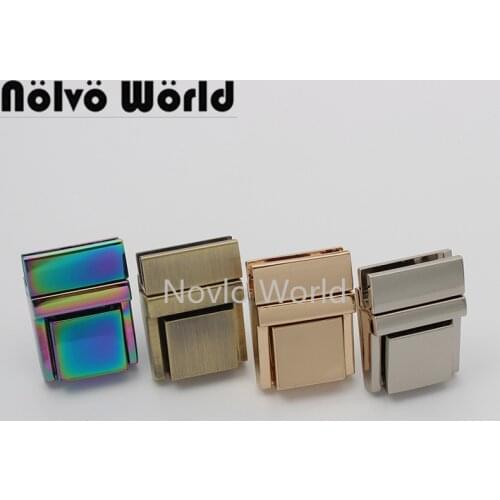 5-15 sets 6 colors 27x20mm rainbow color small rectangle shape press lock for chains bag purse accessories