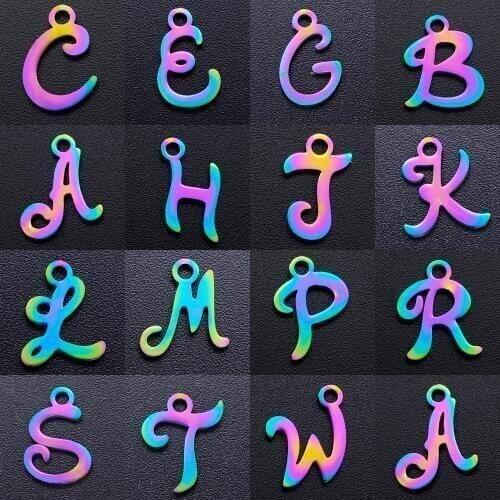 5pcs/lot Stainless Steel A-Z Initial Name diy Jewelry Making Charm Wholesale 26 Letters Necklace Pendant alphabet Charms