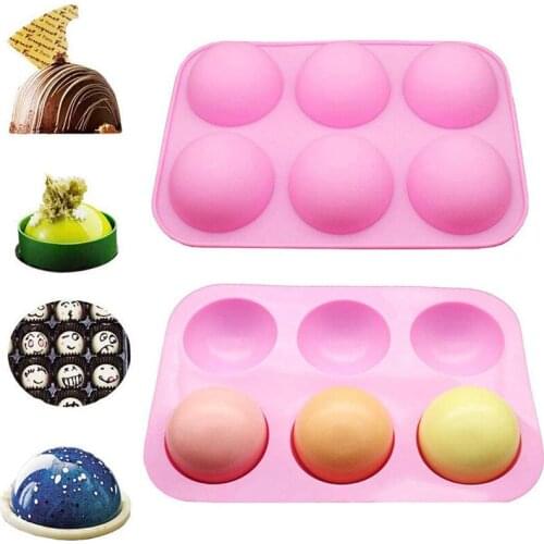 6 Cell Half Sphere Silicone Chocolate Mold Diy Home Lollipop Pudding Mold Ball Shape Biscuit Tool Fondant Cake Baking Mold