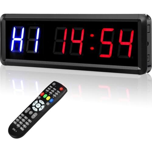 1.5 Inch 6 Digit LED Timer Boxing GYM Crossfit tabata EMOM Interval Programmable Countdown/UP Stopwath Real Time Clock