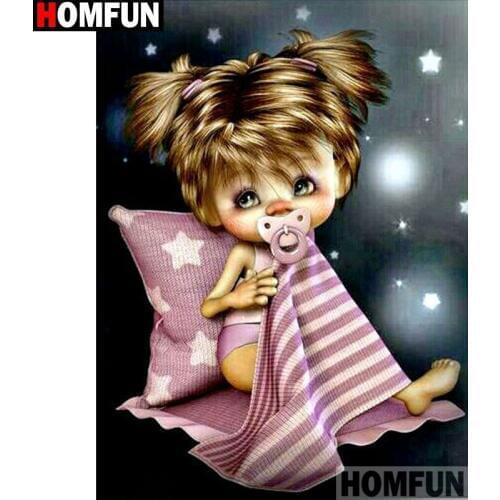 HOMFUN Full Square/Round Drill 5D DIY Diamond Painting "Cartoon baby" Embroidery Cross Stitch 5D Home Decor Gift A14689