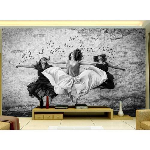 Customized large mural wallpaper European aesthetic black and white ba dancers dance classroom living room background wall
