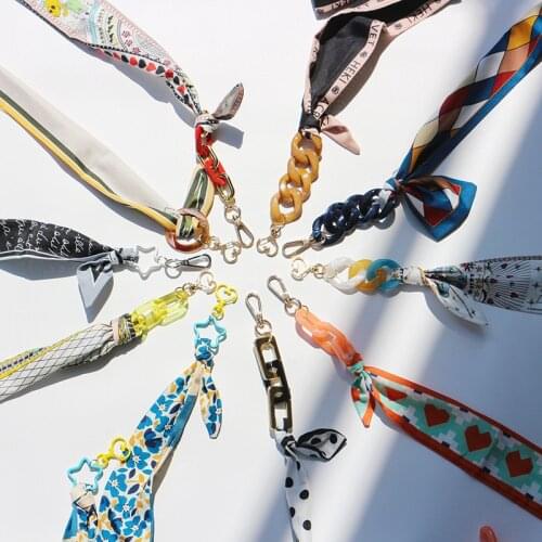 Bohemia Silk Scarf Ribbon Glasses Mask Chain Hanging Neck Rope Fashion Acrylic Sunglasses Lanyard Neckband Eyewear Accessories