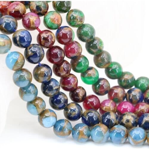 Diy Necklace Bracelet Multicolor Round Golden Sand Stone 4mm 6mm 8mm 10mm 12mm 14mm Loose Beads For Jewelry Making 15inch B3304