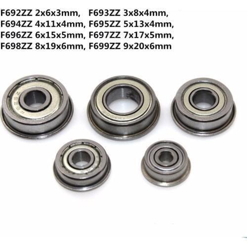 5pcs F692ZZ F693ZZ F694ZZ F695ZZ F696ZZ F697ZZ F698ZZ F699ZZ Flange Ball Bearing Metal Shielded Flanged Bearings
