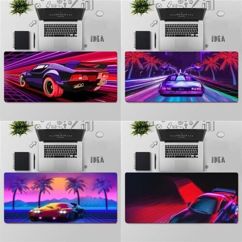Gaming Mouse Pad Large Mouse Pad PC Gamer Computer Mouse Mat Neon Retrowave Synthwave Car Art Big Mousepad XXL Keyboard Desk Mat
