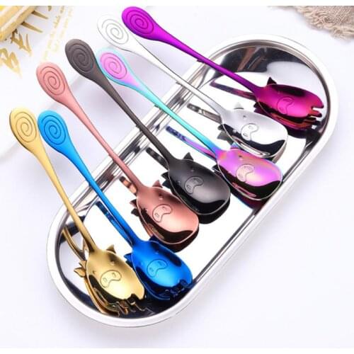 Coffee Tea Spoon Mini Dinnerware Portable Stainless Steel Spoon Fork Cutlery Tableware Coffee Drinking Tools Kitchen Gadget