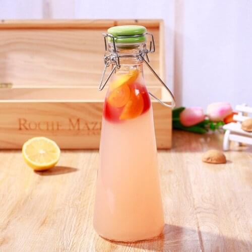 Creative sealed snap bottle glass bottle fruit drink bottle soy milk yogurt fresh-keeping bottle portable milk bottle